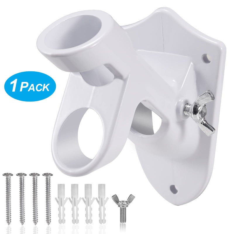 BONWIN Flag Pole Holder Brackets  BONWIN 1"" Flag Pole Mounting Bracket with Hardwares for House Wall Mount  1"" Inner Diameter  Two Positions & Aluminium Alloy  Rust Free Coated (White - 1 Pack) - Image 2
